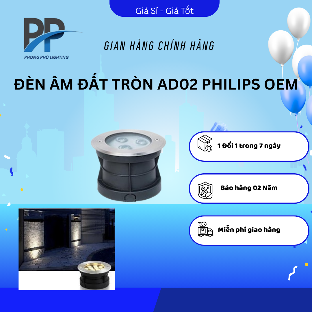 ĐÈN ÂM ĐẤT TRÒN AD02 PHILIPS OEM
